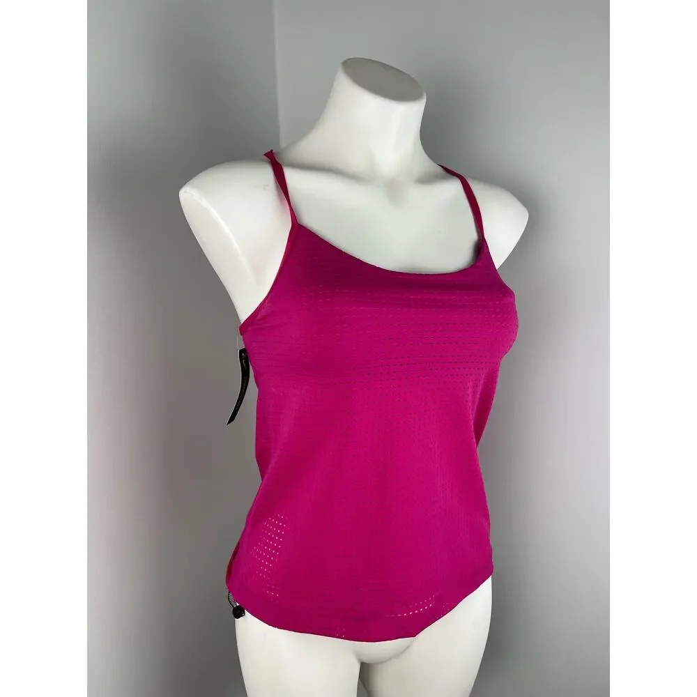Nike Pink Stretch Mesh Sporty Essential Tankini Swimsuit Top Small